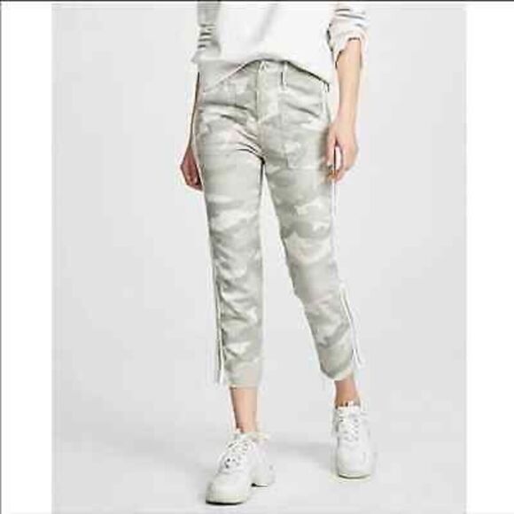 MOTHER The Shaker Chop Crop Sz 28 Desert Camo Frayed Hem - Picture 2 of 9